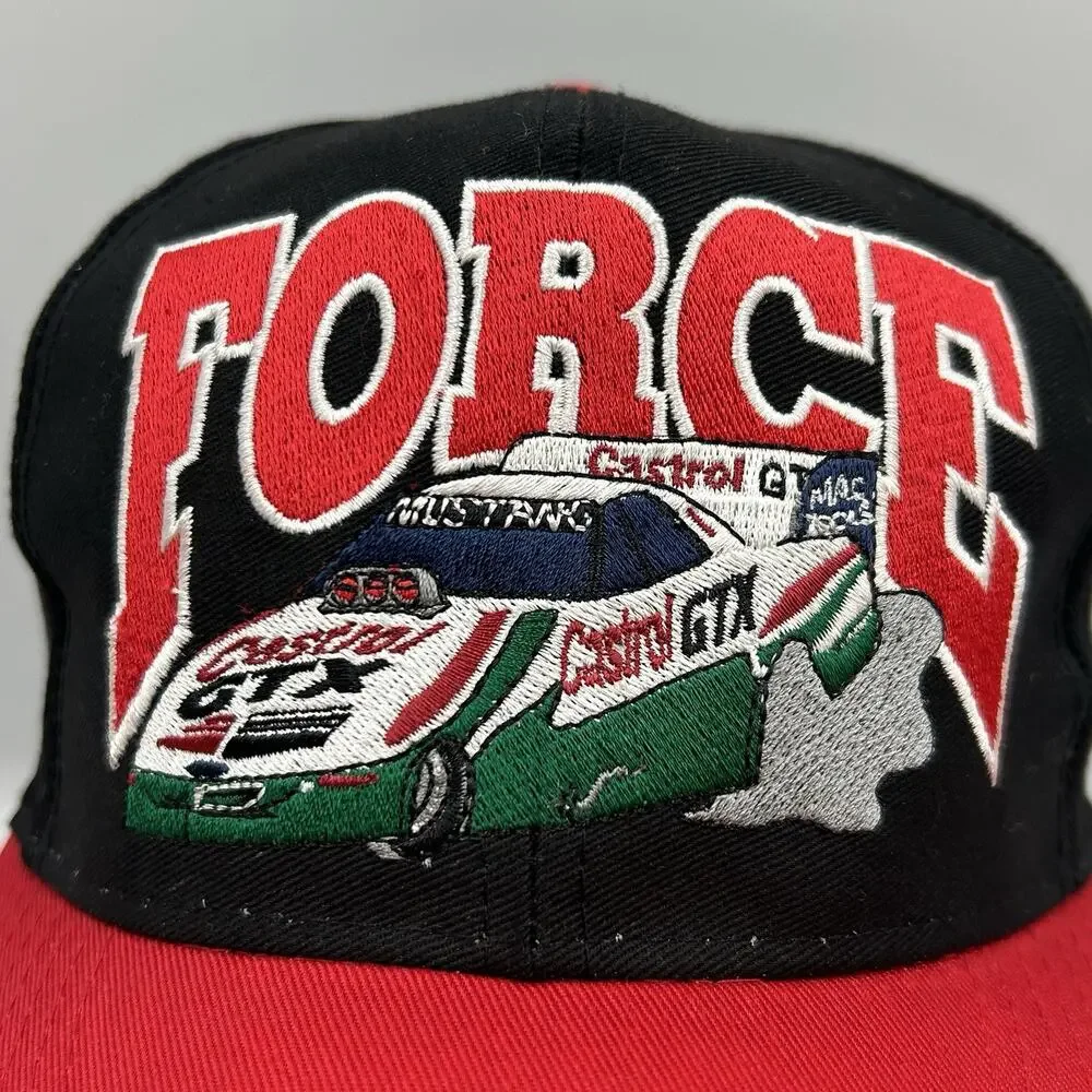 Vintage John Force Embroidered Castrol Racing SnapBack Truckers Cap Hat Logo 7